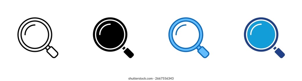 Magnifying Glass Multiple Style Icon Design Vector - Simple magnifier icon representing zoom, search, or inspection