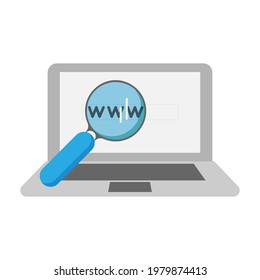 Magnifying glass and notebook  isolated on white, search concept, flat icon vector illustration