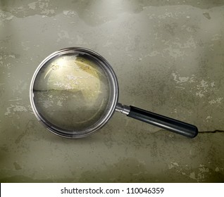 Magnifying glass, old-style vector