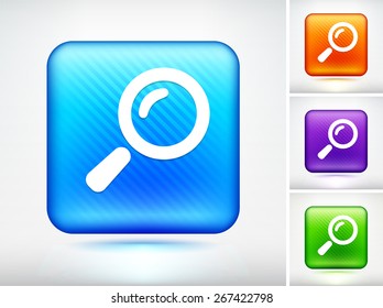 Magnifying Glass on Blue Square Button