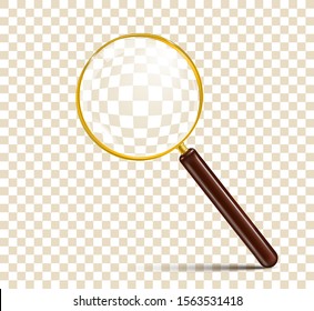 Magnifying glass on checkered background