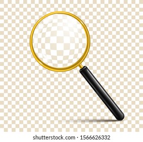 Magnifying glass on checkered background