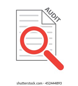 magnifying glass on checklist as process audit symbol vector illustration