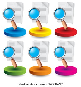 magnifying glass on colored discs