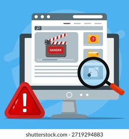 Magnifying glass on a computer screen, suggesting digital threats. Suitable for cybersecurity publications, blog posts, and presentations.