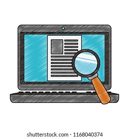 Magnifying glass on computer scribble