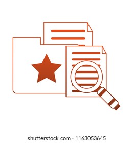 Magnifying glass on folder with documents red lines