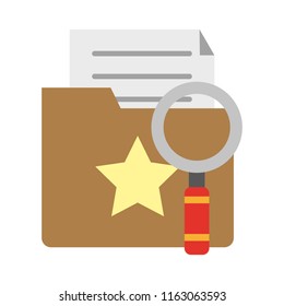 Magnifying glass on folder with documents