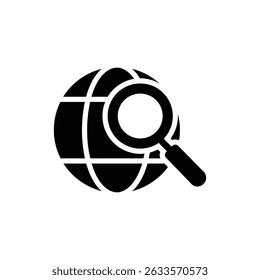 Magnifying Glass on Globe Representing Market Focus and Business Strategy