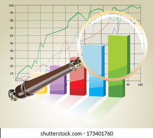 magnifying glass on graph