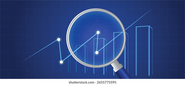 Lupa en el gráfico – Vector de análisis de datos Póster