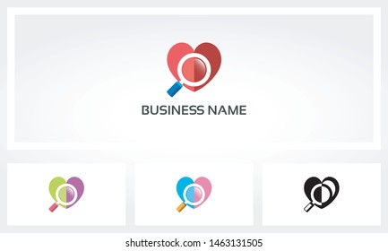Magnifying Glass On Heart Logo