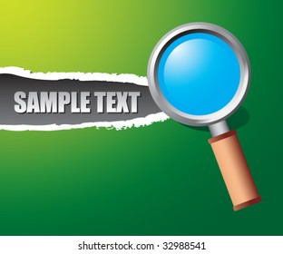 magnifying glass on ripped banner