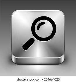 Magnifying Glass on Silver Square Button
