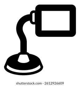 Magnifying glass on stand for reading solid icon, reading books and vision concept. Vector graphics. Lens text magnification sign on background, glyph style for mobile web