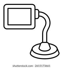 Magnifying glass on stand for reading thin line icon, reading books and vision concept. Vector graphics. Lens text magnification sign on white outline for mobile web