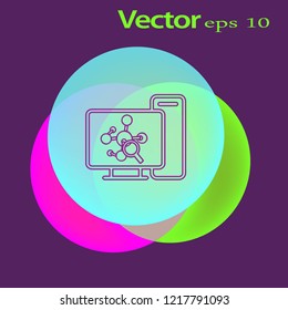 A magnifying glass on top of a computer discovers a computer virus