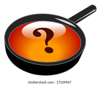 magnifying glass on top of question mark