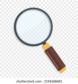 Magnifying glass on transparent background, vector eps10 illustration