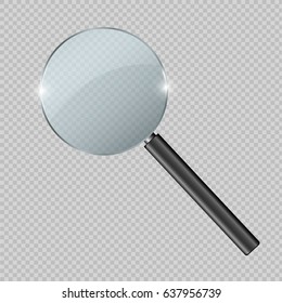 Magnifying glass on a transparent background. Vector illustration