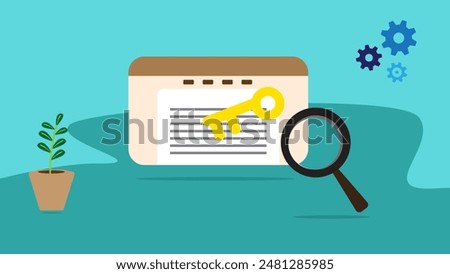 Magnifying glass on the web. Website keyword search. Best for websites.