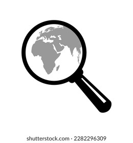 Magnifying glass on white background, vector icon. 