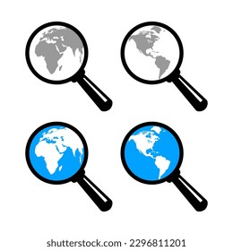 Magnifying glass on white background, vector icon. 