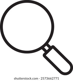 magnifying glass on a white background. Magnifier icon. A clean, minimalist black outline vector graphic of a magnifying glass.