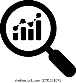 Lupa Sobre Gráfico Analítico Indicando Tendências De Crescimento