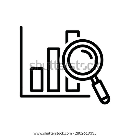 Magnifying glass over a bar chart graph icon