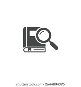Magnifying Glass Over Book Icon Symbolizing Research Investigation Knowledge Discovery