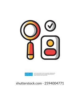 Magnifying Glass Over Checkmark Symbol Representing Analysis And Approval Process Illustration Icon Illustration