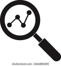 Lupa sobre um gráfico de dados, isolado no plano de fundo branco