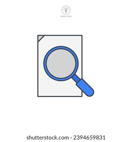 Magnifying Glass over Document Icon symbol vector illustration isolated on white background