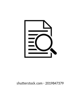 magnifying glass over document line icon isolated on white background. Vector illustration