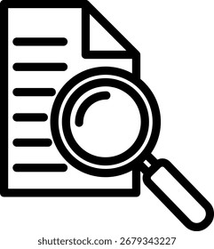 Lupa sobre el documento, símbolo de revisión o comprobación