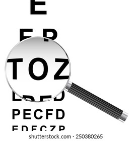 Magnifying glass over eye chart vector illustration 