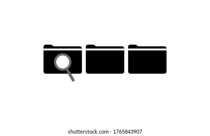 Magnifying glass over the folder, concept of scan or searching for documents or files, isolated flat icon vector