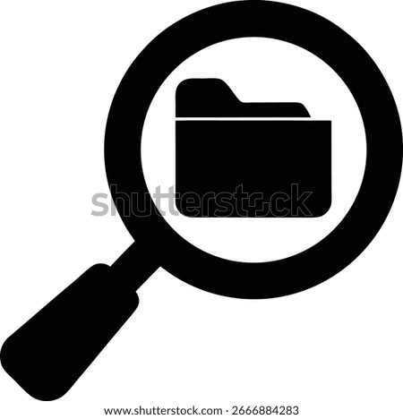 Magnifying glass over a folder icon isolated on white background
