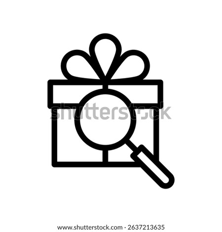 Magnifying Glass Over Gift Box Representing Search for Presents and Surprises