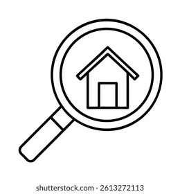 Magnifying Glass Over House Icon - Search Property Concept