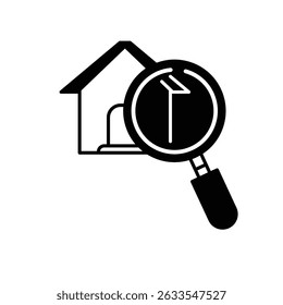 Magnifying Glass over House icon illustration flat