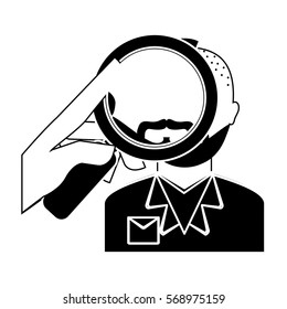 magnifying glass over man investigation icon image vector illustration design 