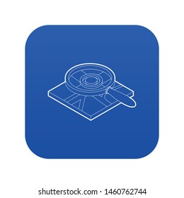 Magnifying glass over map icon blue vector isolated on white background