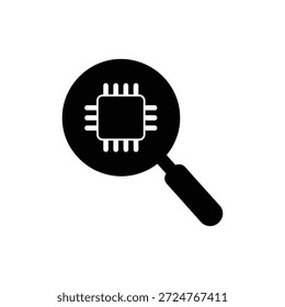 Magnifying Glass Over Microchip Artificial Intelligence Icon