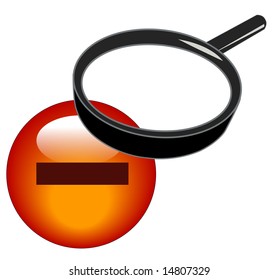 magnifying glass over minus button - zoom out icon