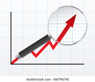 Magnifying glass over plain graph illustration