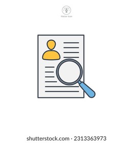 Magnifying Glass over Resume icon symbol template for graphic and web design collection logo vector illustration