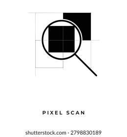 Magnifying Glass Over Square Pixels Black And White Silhouette magnifyingglass
