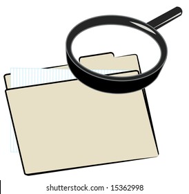 magnifying glass over top of file folder